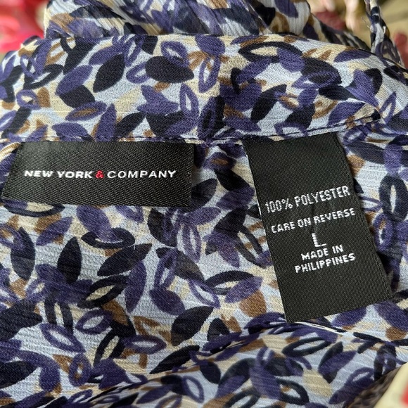 •New York & Company• Sheer Collared Tunic - Size Large - Picture 2 of 8